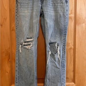 Aeropostale Light Blue Distressed Straight Leg Jeans